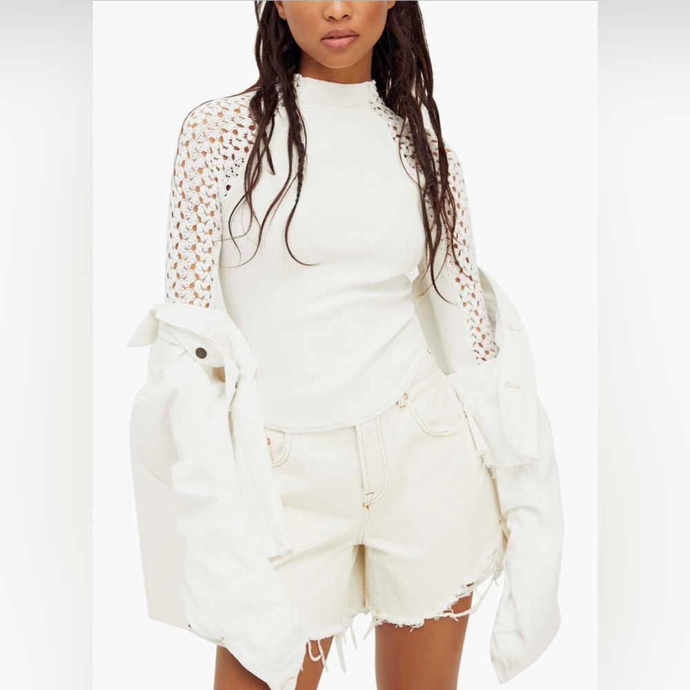 Free People Celmente Lace
Sleeve Mock Neck Top